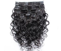 Clip humide et ondulé indien Extensions de cheveux humains pas cher pleine tête Clip dans les Extensions de cheveux vague d'eau 10 pièces ensemble 120gset 3079838