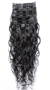 Natte en golvende clip Indiase human hair extensions Goedkope volledige hoofdclip in haarextensies Watergolf 10pcsset 120gset 1055998