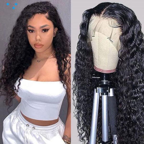 Wet and Wavy Water Wave HD Lace Front Wig Perruques de cheveux humains Transparent Remy Hair Natural Hairline Glueless Wig pour les femmes