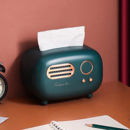 Natte doekjes decoratiepapier houder opslag servet servet servet desktop retro radiomodel vintage dispenser organisator ornament tissue box
