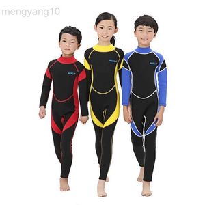 Combinaisons humides Combinaisons étanches 2.5MM Néoprène Combinaisons Enfants Maillots de bain Combinaisons de plongée Manches longues Garçons Filles Surf Enfants Rash Guards Snorkel One Pieces HKD230704