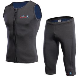 Wetsuits Drysuits 2mm Mannen Neopreen Mouwloos WetsuiSwim Vest Jas Shorts UV Bescherming Duikpak Zwembroek Surfen WetSuits 230213