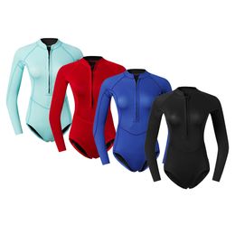 Wetsuits Drysuits 2mm Neopreen Wetsuit Vrouwen Lange Mouw Duiken Wetsuit Badpak Rash Guard 230612