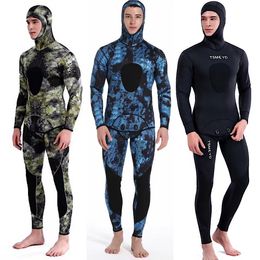 Wetsuits drysuits 3 mm camouflage wetsuit lange mouw splijting met 2 stuks neopreen onderdompeling voor mannen bewaar warm waterdichte duikpak 230412