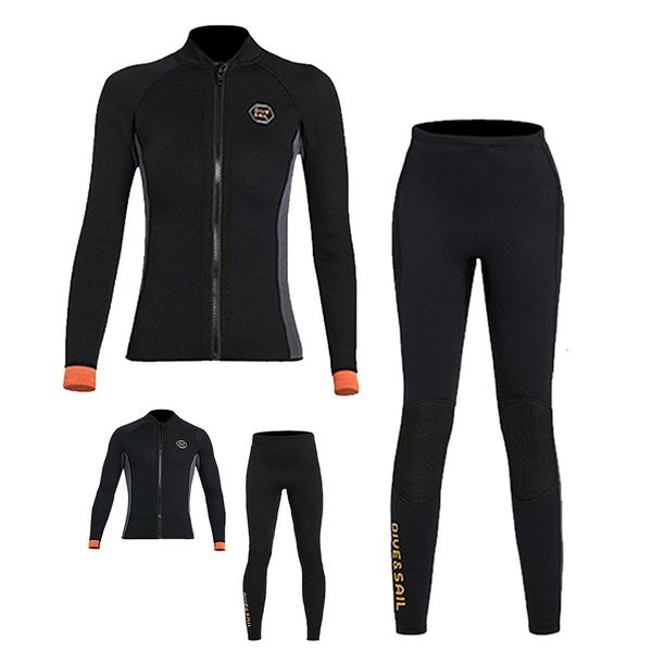 Combinaisons de plongée Combinaisons étanches Combinaison de plongée en néoprène 3mm Combinaison de plongée pour hommes et femmes Veste Plongée professionnelle Kitesurf Vêtements Pantalons Costume Front Zip 230320