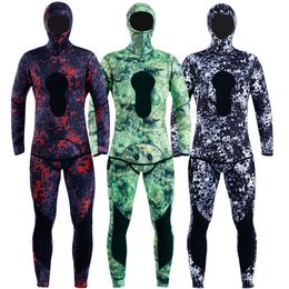 Wetsuits drysuits 3 mm neopreen heren camouflage duikpak snorkelen speervissen 2 stuks set winter thermisch zwempak 221102