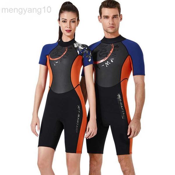 Combinaisons étanches 3MM néoprène + peau de requin combinaison une pièce hommes femmes garder au chaud natation plongée sous-marine maillot de bain manches courtes triathlon combinaison HKD230704