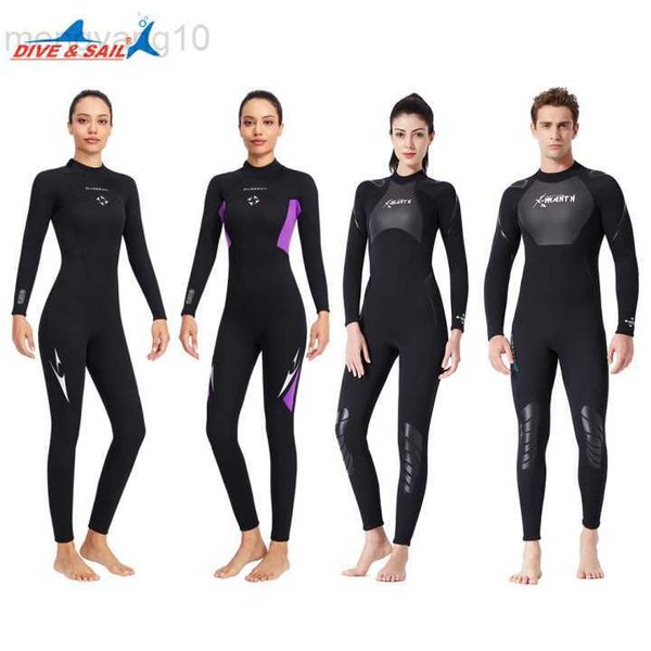 Trajes de neopreno Trajes secos Traje de neopreno de 3 mm Grueso Hombres y mujeres Surf Buceo Equipo de una pieza Equipo de ropa de buceo de pesca HKD230704