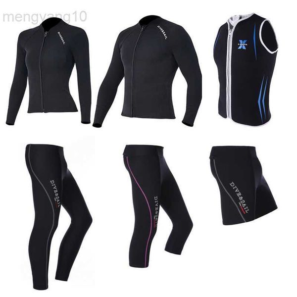 Trajes de neopreno Trajes secos Buceo Vela Traje de neopreno Partes superiores o inferiores 1.5 mm 2 mm 3 mm Neopreno Trajes de neopreno Chaqueta Pantalones Pantalones cortos Capris Traje de baño térmico Trajes de buceo HKD230704