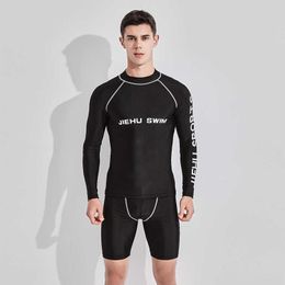 Trajes de neopreno Trajes secos Camiseta de natación para hombres Traje de baño Playa Protección UV Protección contra erupción Traje de baño Buceo Rashguard Manga larga Trajes de surf Camiseta de surf J230505