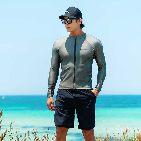 Trajes de neopreno Trajes secos SAILBEE Hombres Protección UV Traje de baño Traje de baño de manga larga para hombre Rashguard Surf Rash Guard Surf Shirt para nadar Sail Drop Ship J230505