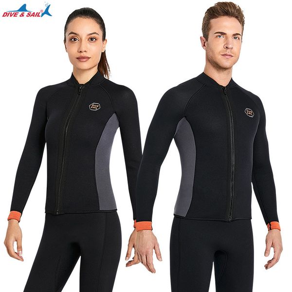 Combinaisons humides Combinaisons étanches Combinaison 3MM Néoprène Hommes Manches Longues Split Combinaison Chaude Veste Pantalon Plus La Taille Femmes Maillot De Bain Plongée Sous-Marine Snorkeling Surf Suit 230515