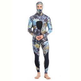 Combinaisons hommes 15M néoprène à capuche combinaison chaude Camouflage fendu chasse poisson plongée en apnée surf maillot de bain 240321