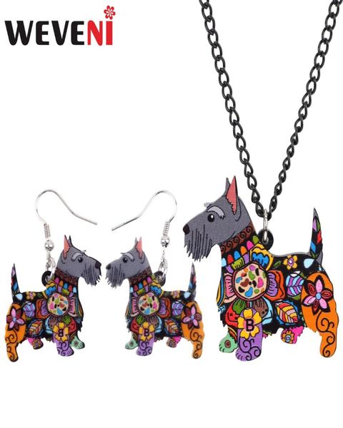 WEVENI acrylique Anime Anime Aberdeen ish Terrier chien bijoux ensembles boucles d'oreilles collier pour femmes filles fête amoureux des animaux de compagnie fête Gift6318403