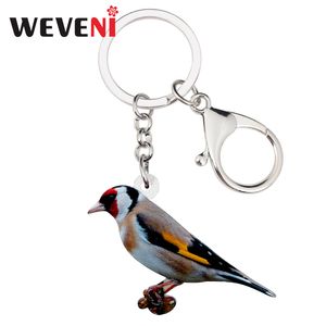 Weveni Acryl European Goldfinch Bird Key Chains Holder Ring Fashion Jewelry for Women Girl Car Bag Hang Charms Keychain Nieuw