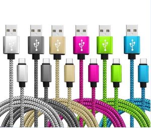 Câbles de données TypeC tressés en nylon Câble USB 2A Cordons de câble de téléphone de synchronisation de charge rapide USB-C Type-C Micro pour smartphone