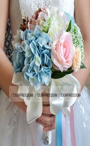 WF053 nouveau Boho plage fleurs de mariage 18 pièces Bouquet demoiselle d'honneur fête de mariage fleurs en soie été pas cher décorations 5435959