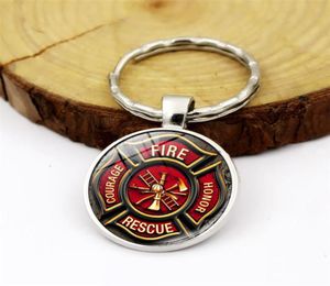 WG 1PC Firefighter Logo Time Gemstone Keychain Keyring Pendant Metal Course Accessoires Créatif Creative Gift for Men Jewellry1991277