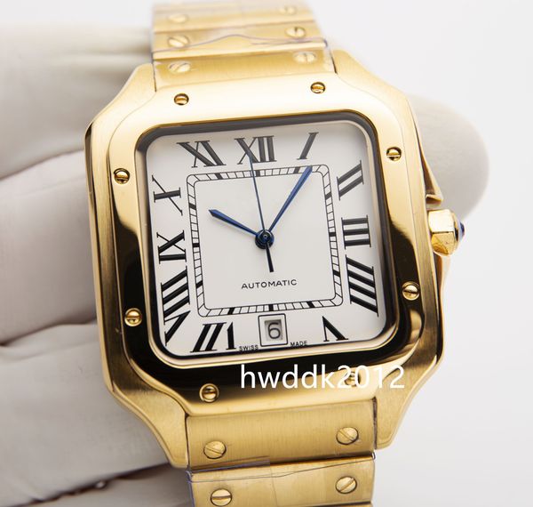 WGSA0029 Gold de oro amarillo Reloj de hombre grande 8215 MOVIMIENTO AUTOMÁTICO Sapphire Crystal Wallwatch clásico de pulsera