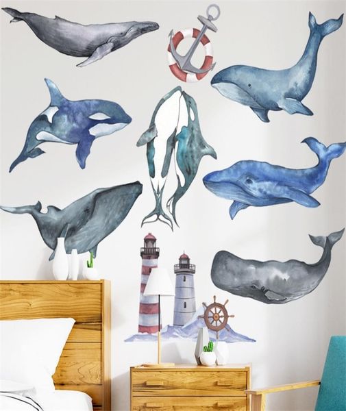 Whale Dolphin Wall Stickers For Kids Room Room Kindergarten Chambre de maternelle Éco-Scorceau mural Art DIY DÉCOR DIY 2012017321110