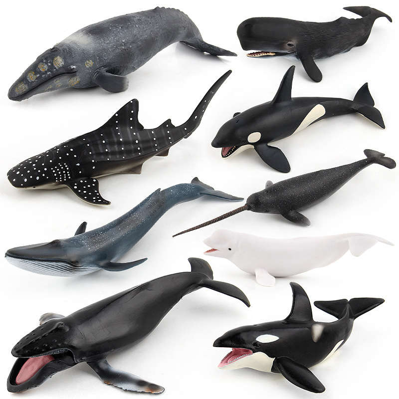 Whale Model Toy, 9 Solid Model Marine Animals, Big Size High Simulation, for Kid Cognitive Teaching, Kid Gift, Ornament Orcinus Orca Shark Whale Humpback Pottwal Grampus