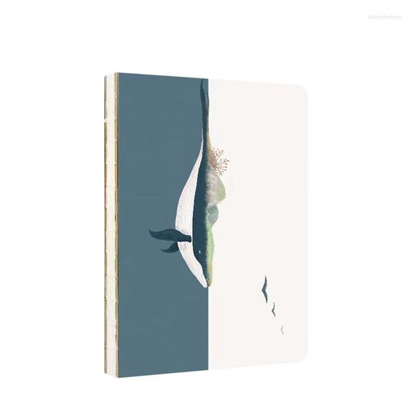 Patrón de ballena, ilustración creativa A5, libro de pintura de acuarela pálido, libro mayor de mano en blanco para estudiantes de arte, cuaderno de bocetos