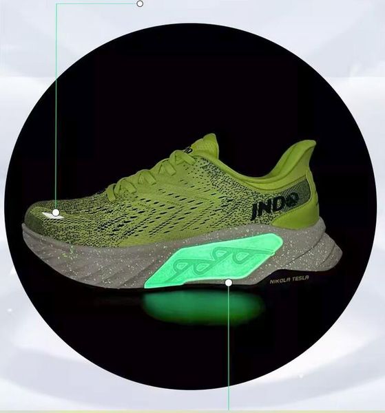 Whale Power JNDO Jet Runing Shoes City Jogging Outdoor Runner Shoe Nikola Tesla Autonomisation de la technologie Dark Night Fluorescence Effect yakuda store