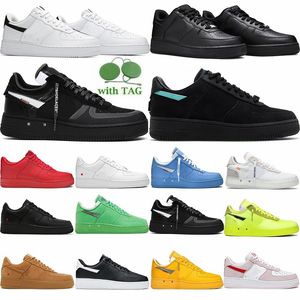 Designer One Sports Shoes Classic 1 Flats Triple Black White Leather Casual Sneakers For Men Women Shadow Type Tiffany Outdoor Jogging Walking Trainers