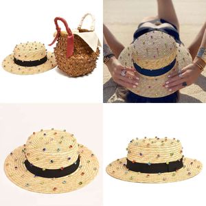 Tarwe Natural Straw Handmade Diamond naaiendecoratie Jazz Hat Outdoor Travel Beach 240309 Oorspronkelijke kwaliteit