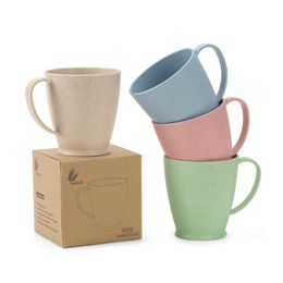 Tarwe stro koffiekopje effen kleur kantoor plastic mok Eco-vriendelijke huishoudelijke water cups 4 kleuren
