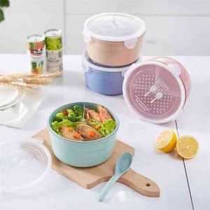 Boîte à lunch en fibre de paille de blé Cuisine Récipients pour aliments chauffés avec compartiments Boîte emballée pour enfants 210423