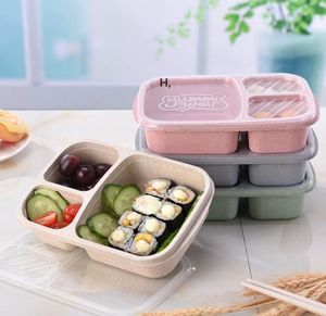 Boîte à lunch en paille de blé Boîtes à bento micro-ondes Emballage Service de dîner Qualité Santé Étudiant naturel Stockage des aliments portable CCA13285