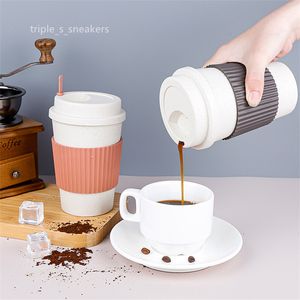 Tasse à café en plastique scellée en paille de blé, tasse en plastique Portable créative, tasse à boire de haute beauté, prévention des fuites et des brûlures