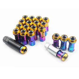 Wiel 20 stks Racing Auto Modificatie R40 Band M12x1.25 M12x1.5 Chrome Titanium Coating Anti-diefstal Lug Nuts Lock Set