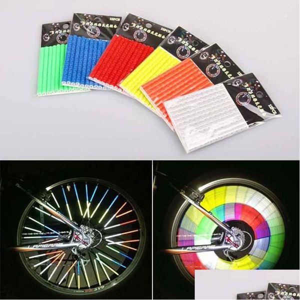 Écrou de boulon de roue 12pcs vélo lumière jante rayon clip tube feux d'avertissement de sécurité bande de cyclisme réflecteur réfléchissant VTT équitation D Dh3Ys