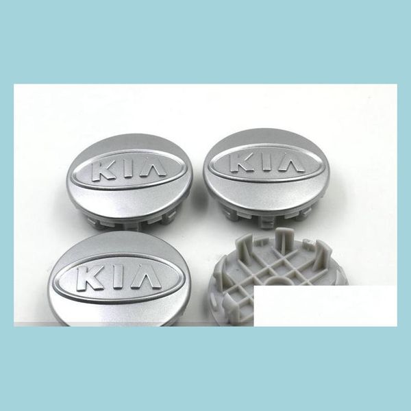 Cubiertas de rueda 4 Unids / lote 59Mm Abs Sier Chrome Kia Tapas de centro de rueda Hub Er Insignia de coche Emblema Cerato K2 K3 K5 Para Ceed Optima So Sorento Dhv8T