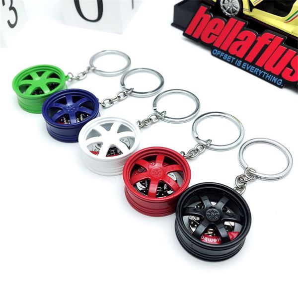 Porte-clés de jantes de roue TE37 Design, porte-clés de moyeu de roue de voiture, disque de frein en alliage de Zinc, pendentif de voiture en métal avec disques de frein, pendentif de clé de voiture JDM