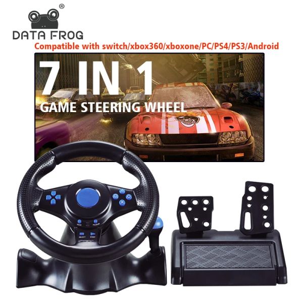 Wheels Data Frog Racing Volant de jeu pour PS3/PC Volant double vibration avec frein d'accélérateur pour ordinateur/PlayStation 3