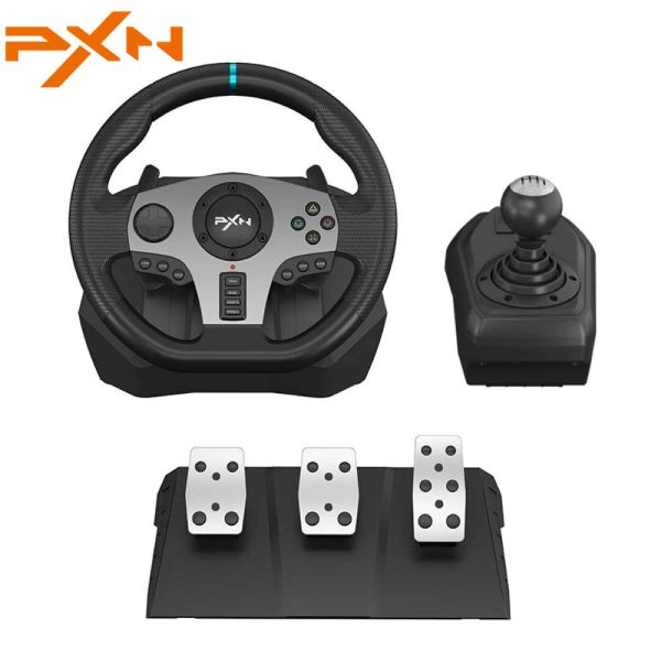 Ruedas PXN V9 Rueda de carreras con pedales y volante de la palanca de cambios 6 en 1 Volante para PS3/PS4/Xbox One/Xbox Serie X S/PC/Switch