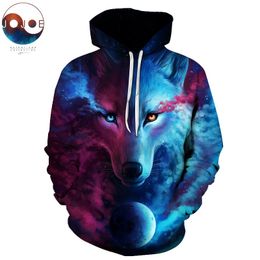 Where Light And Dark Meet by JoJoesart Wolf Sudaderas con capucha 3D Hombres Mujeres Sudadera con capucha Chándales casuales Marca de moda Abrigos con capucha