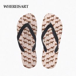 Where Isart 3d Horse Print Femme Flip Flips Summer Sanking Sandal Flipflop pour femmes Slippers Female Chaussures en caoutchouc A05K #