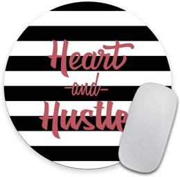 Grillige Mousepad Heart and Hustle Round Mousepad Muismat Aangepaste muismat Aangepaste ronde antislip rubberen muismat 7,9 inch