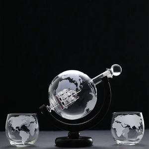 Whisky Decanter Globe Wine Aerator Glass Set Sheboard Skull à l'intérieur du cristal avec un carte d'alcool en bois fin pour la vodka Cup 231222