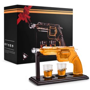 Ensembles de carafe à whisky pour hommes, cadeaux uniques, distributeur de liqueur fraîche en forme de pistolet de 85 OZ avec deux 17 verres 240122