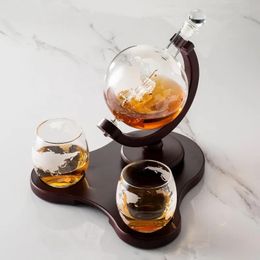 Whisky Globe Decanter Set met 2 glazen in geschenkdoos Debanter voor Liquor Brandy Gin Rum Tequila Vodka 240420