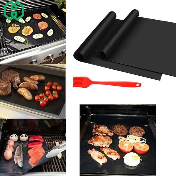 WHISM 0.2mm d'épaisseur PTFE Barbecue tapis de gril 33x40cm antiadhésif réutilisable Barbecue Grill Pad feuille BBQ Liner pour four à micro-ondes