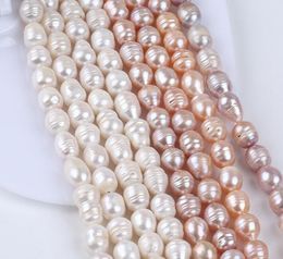 Perlas de agua dulce naturales puras de 100% blancas, perlas de crecimiento en forma de medidor de 11-12mm semiacabadas para collar de pulsera DIY