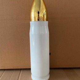 Wit 17oz Sublimatie Bullet Tumbler Warmte Transfer Bullets Shape Cup Blanks Vacuüm Geïsoleerde Waterfles
