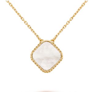 Collier pendentif trèfle à quatre feuilles en or blanc 18 carats multicolore marque française V collier classique mode sur les femmes crime mariage cadeau saint valentin