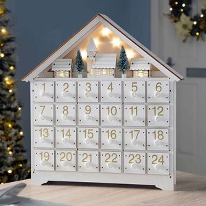 Calendario digital blanco con cuenta regresiva de 24 días, adornos navideños para manualidades en el hogar